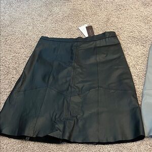 Black A-Line Leather Skirt